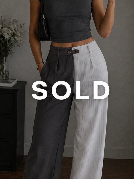 Pants - Two-Tone Split Trousers (Charcoal & Pinstripe)